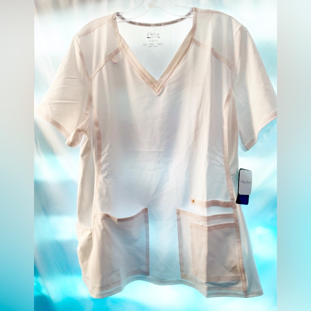 New White Iflex Cherokee Scrub Top